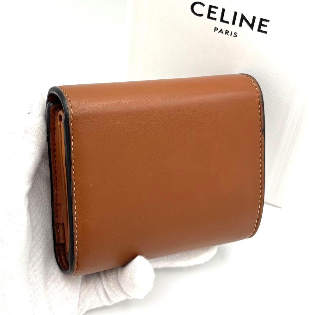 ☆箱付美品☆セリーヌ 財布 トリオンフ スモールフラップウォレット ブラウン 茶