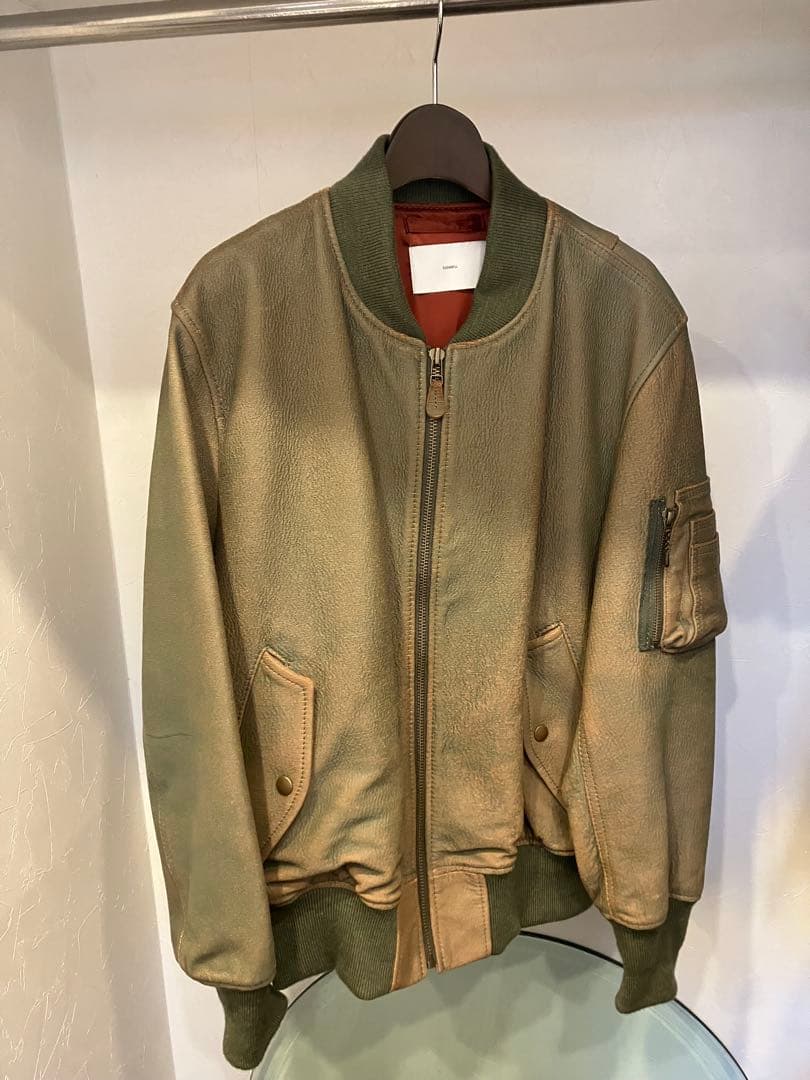 ジャケット・アウター SUGARHILL GILL LEATHER MA-1 (GREEN GILL)