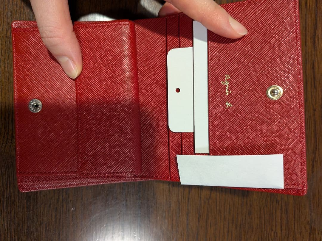 【YOKO】アニエスべー　ネイビー 天然皮革　二つ折り財布