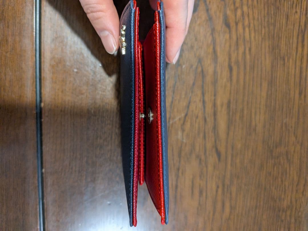 【YOKO】アニエスべー　ネイビー 天然皮革　二つ折り財布
