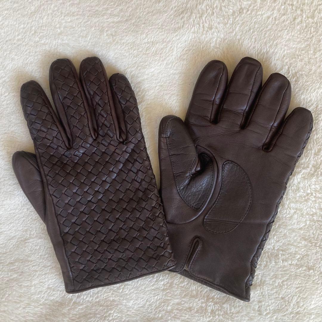 【本革】Gloves イントレチャート カシミヤ イタリア 革手袋 ブラウン8
