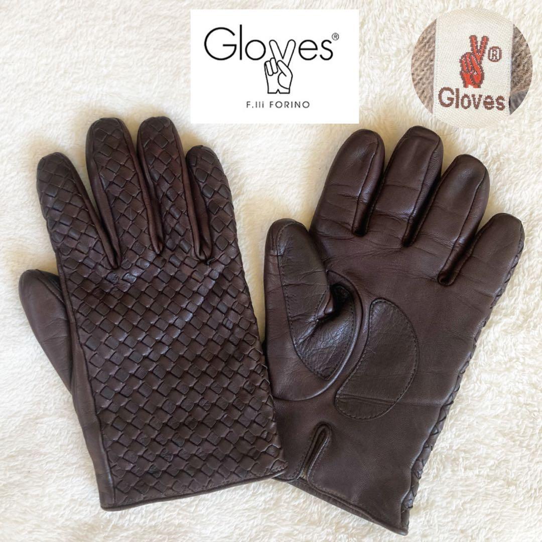 【本革】Gloves イントレチャート カシミヤ イタリア 革手袋 ブラウン8