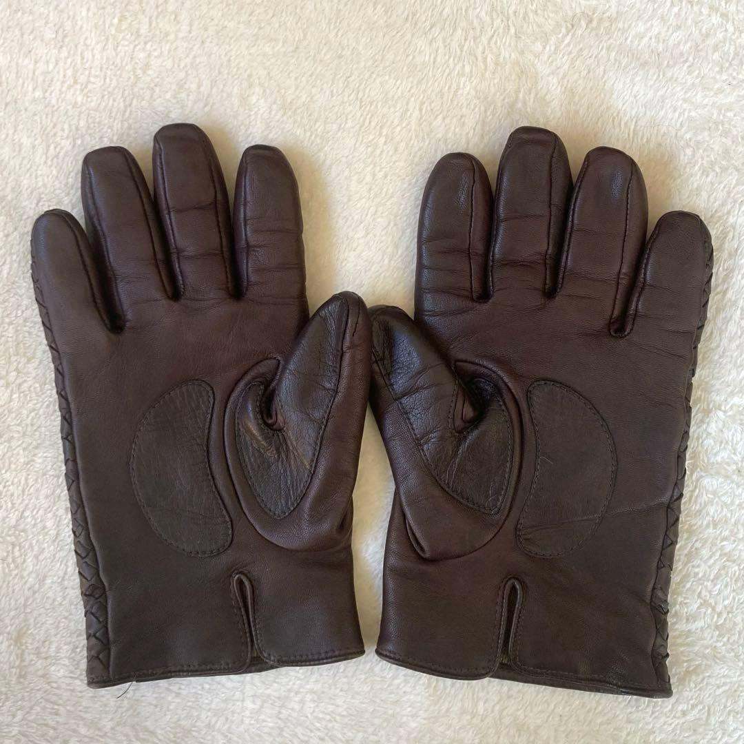 【本革】Gloves イントレチャート カシミヤ イタリア 革手袋 ブラウン8