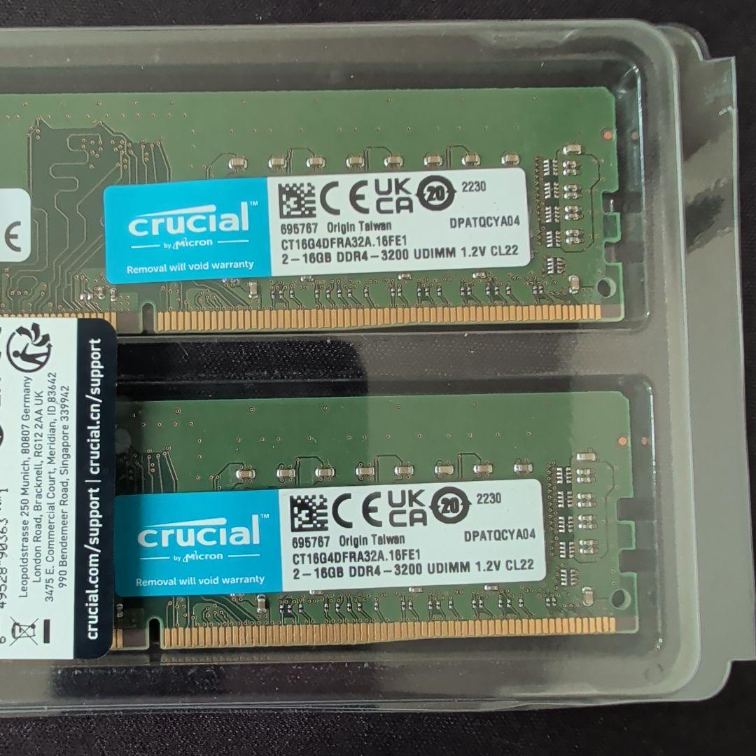 メモリー Crucial 32GB (2x16GB) DDR4-3200 UDIMM