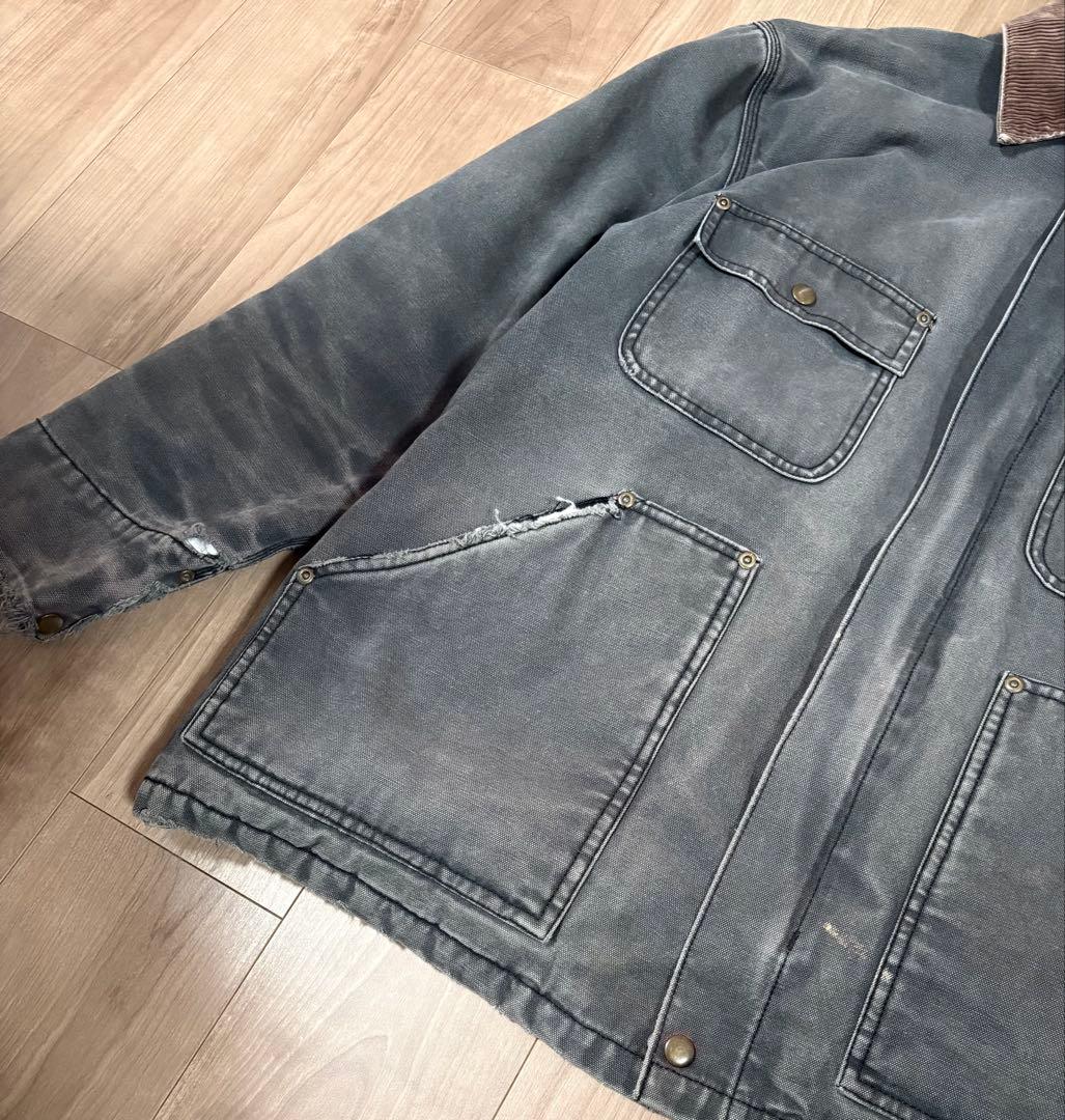 90s BIG SMITH カバーオール ブラック フェード ワークジャケットL