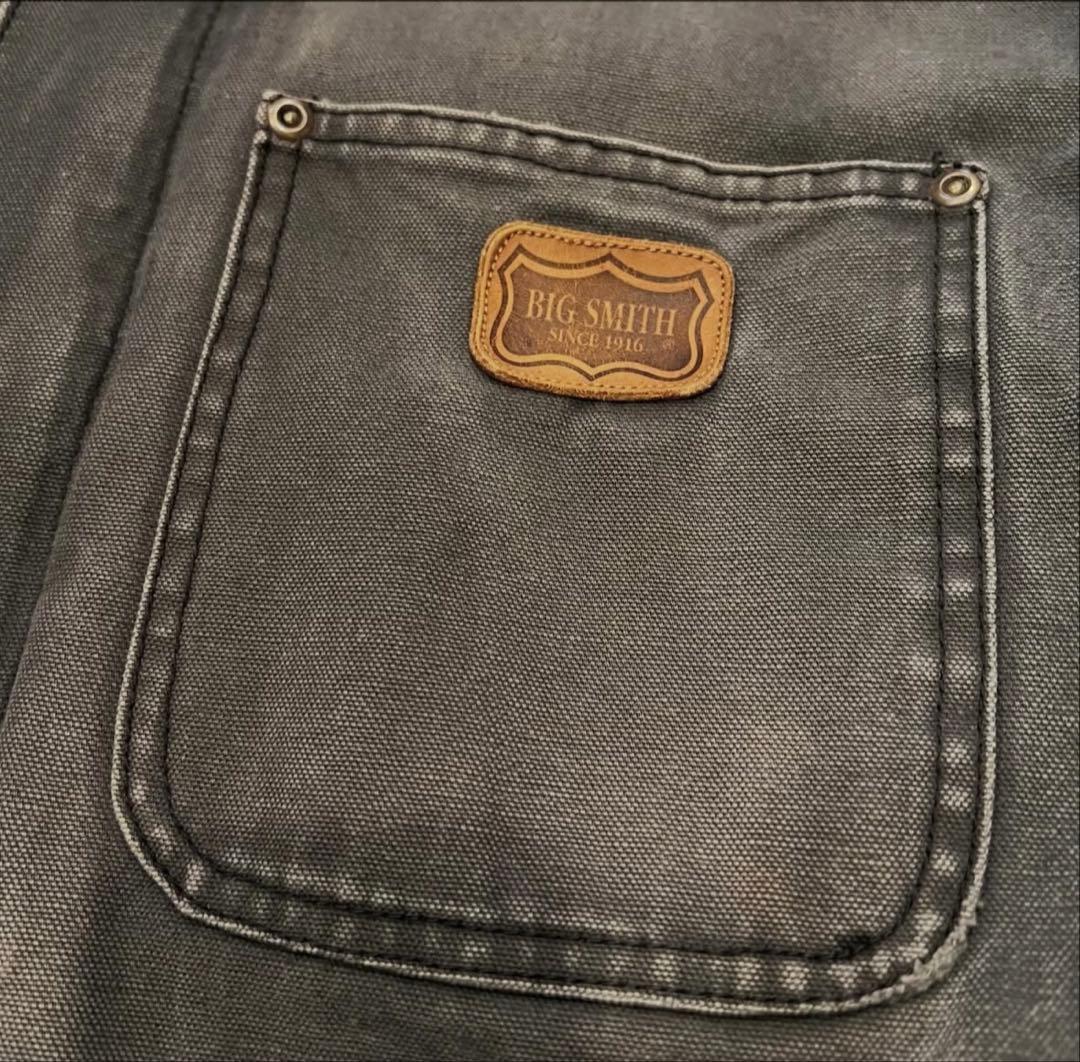90s BIG SMITH カバーオール ブラック フェード ワークジャケットL