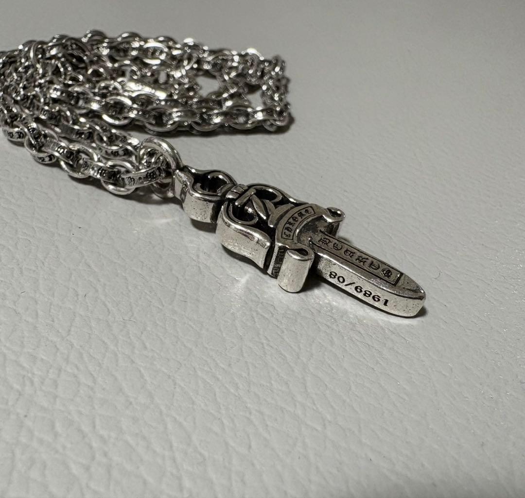 silver925 ダブル ダガー ペンダント ペーパーチェーン
