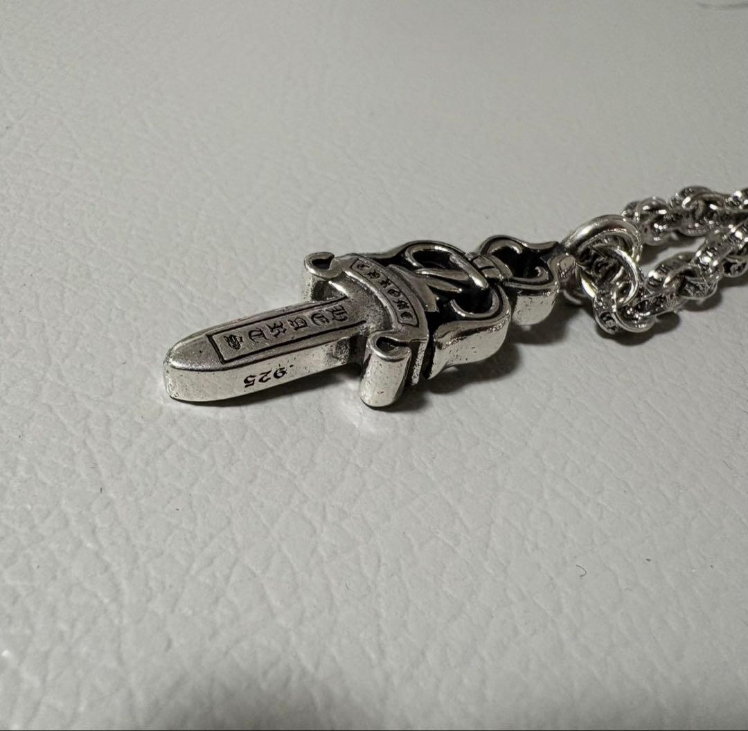 silver925 ダブル ダガー ペンダント ペーパーチェーン