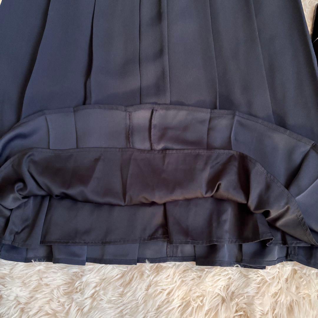 CELFORD バックサテンプリーツワンピース ネイビー 38 Mサイズ