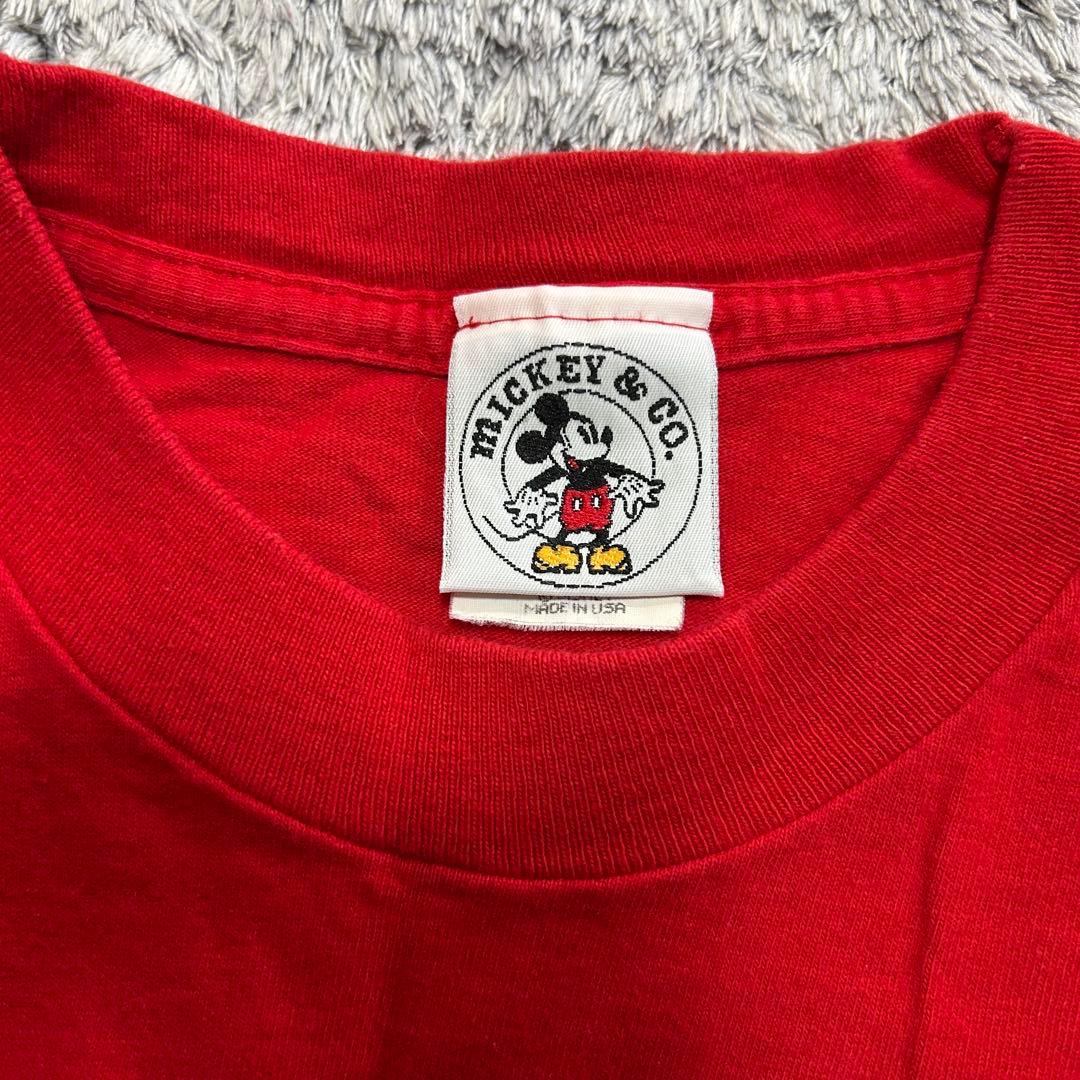 レア 90s USA製 お座りミッキー 青パン Mickey シングルステッチ