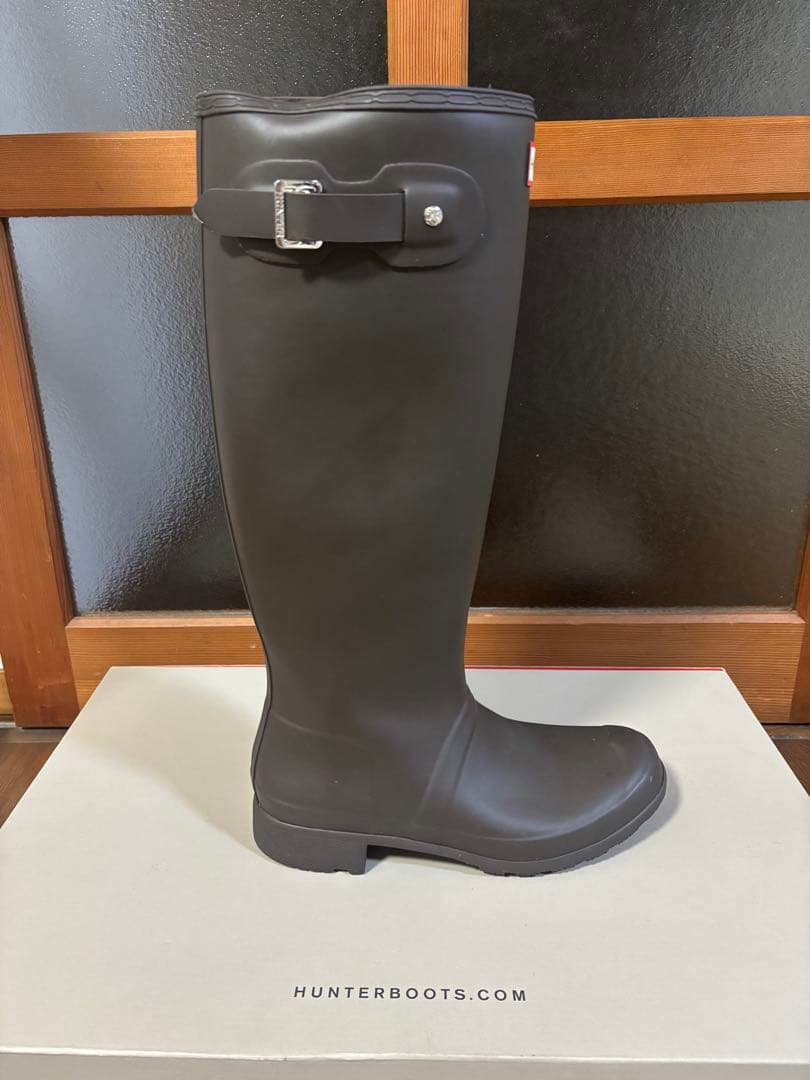 【袋付き】HUNTER ブラウン　25cm トールレインブーツ