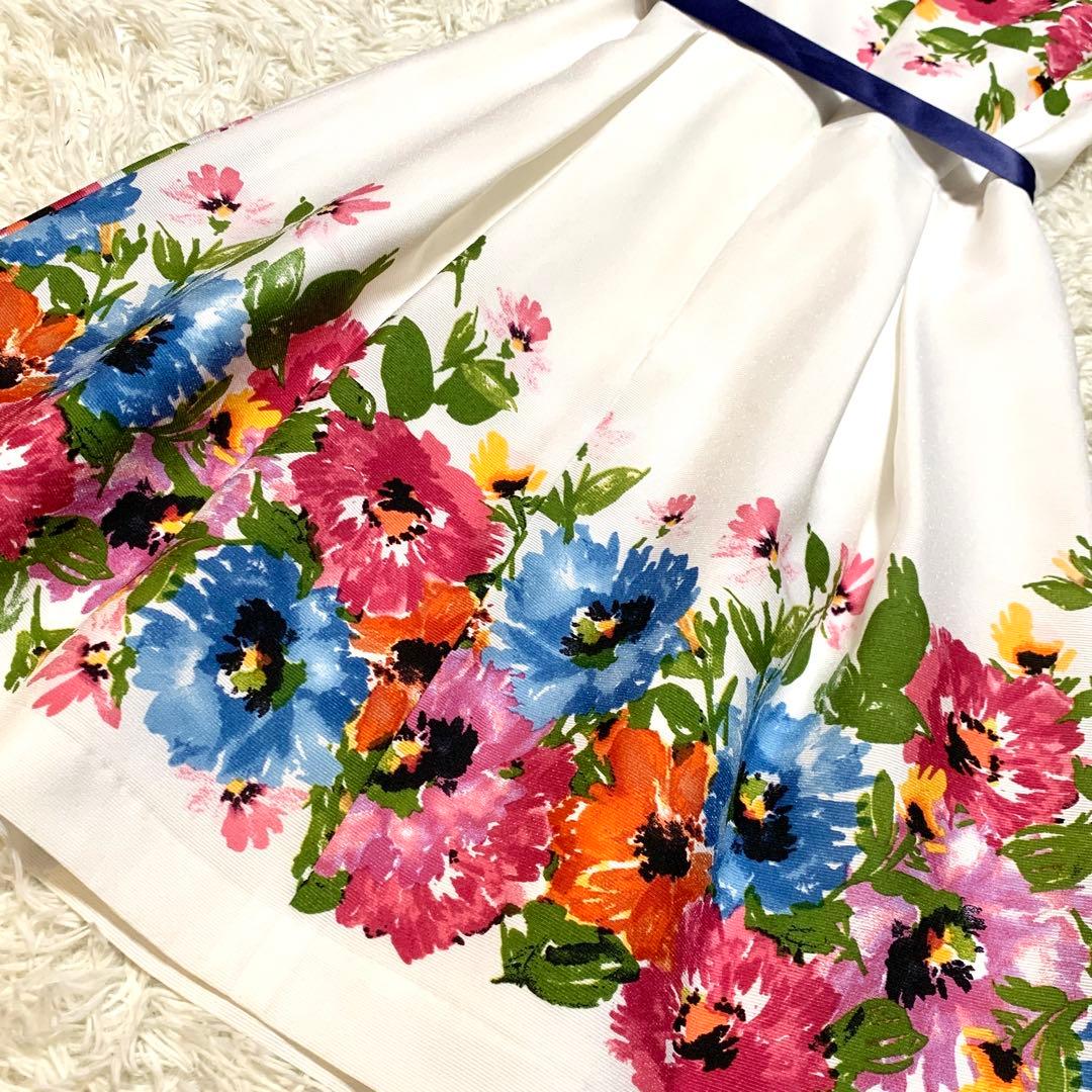 美品✨希少サイズ 42 エムズグレイシー フラワープリント フレア ワンピース