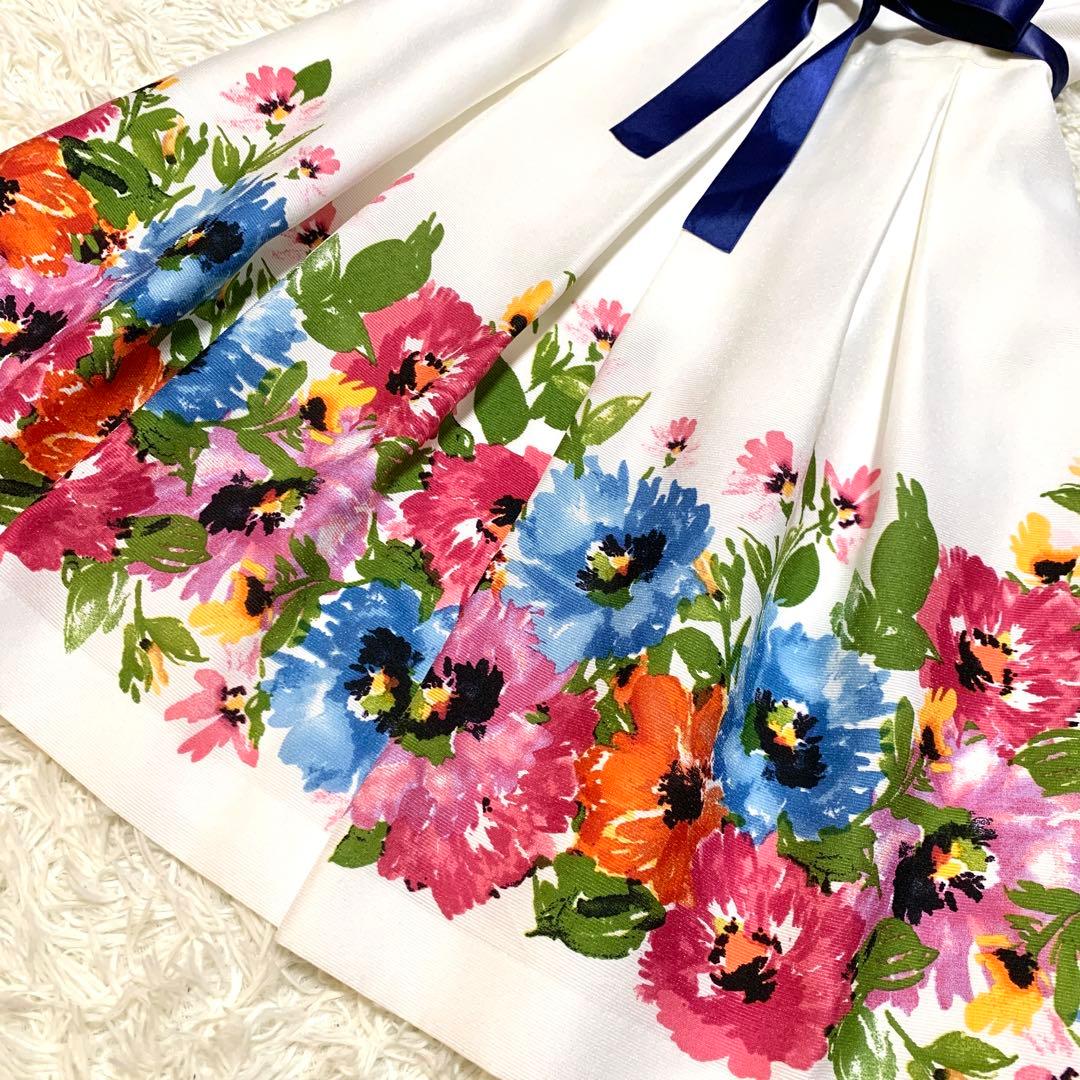 美品✨希少サイズ 42 エムズグレイシー フラワープリント フレア ワンピース