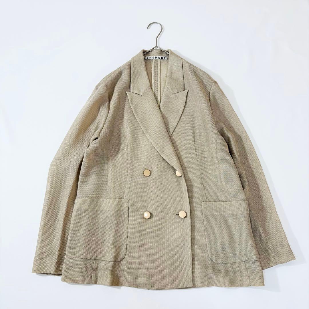 807 シーナリー メッシュジャケット ベージュ 金ボタン ダブルブレスト