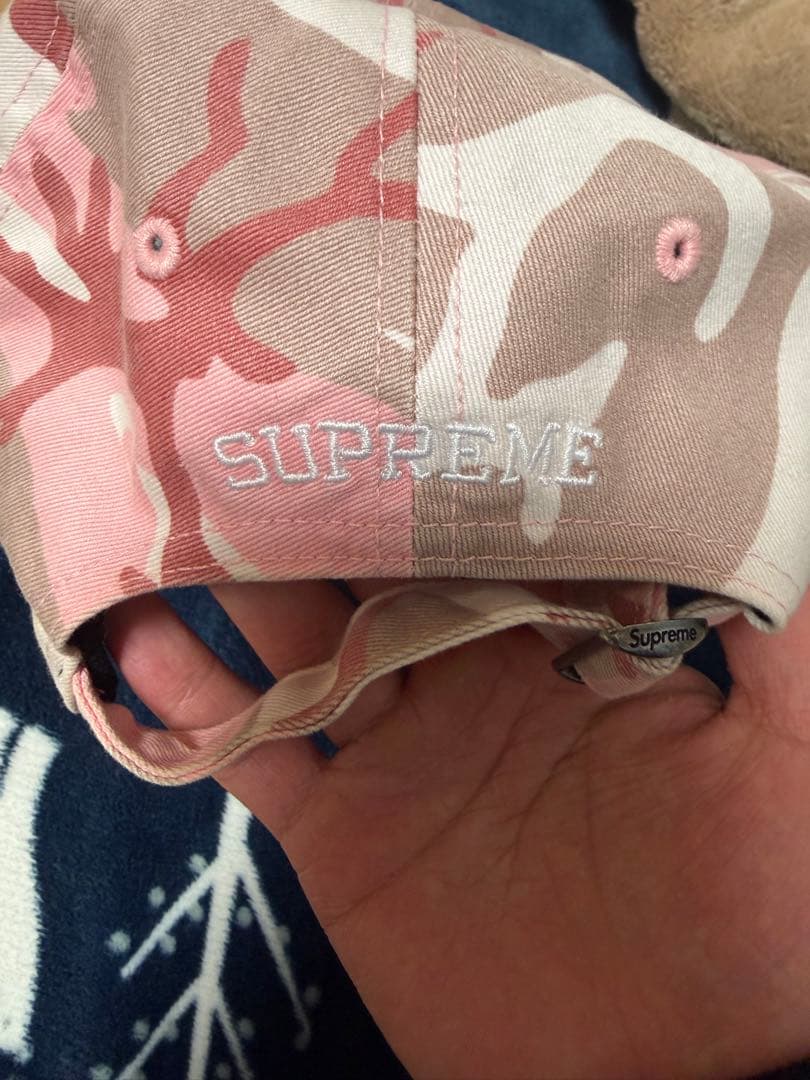SUPREME 迷彩柄キャップ ピンクベージュ