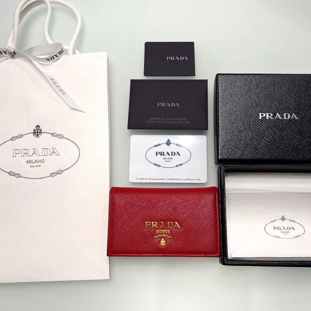 PRADA プラダ 紙袋 財布 正規品 名刺入れ レッド