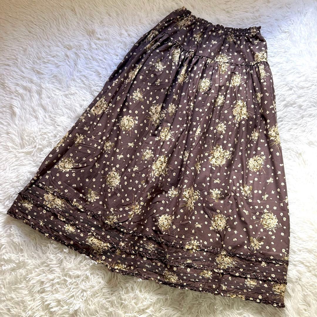 美品 ピンクハウス 勿忘草 スカート ピコフリル レース リボン ヴィンテージ