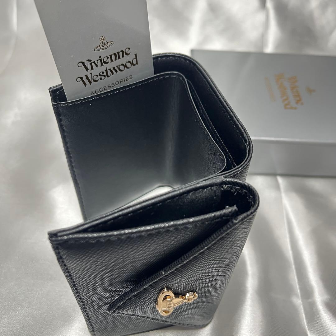 新品Vivienne Westwood 黒 ブラック 三つ折り財布 シンプル