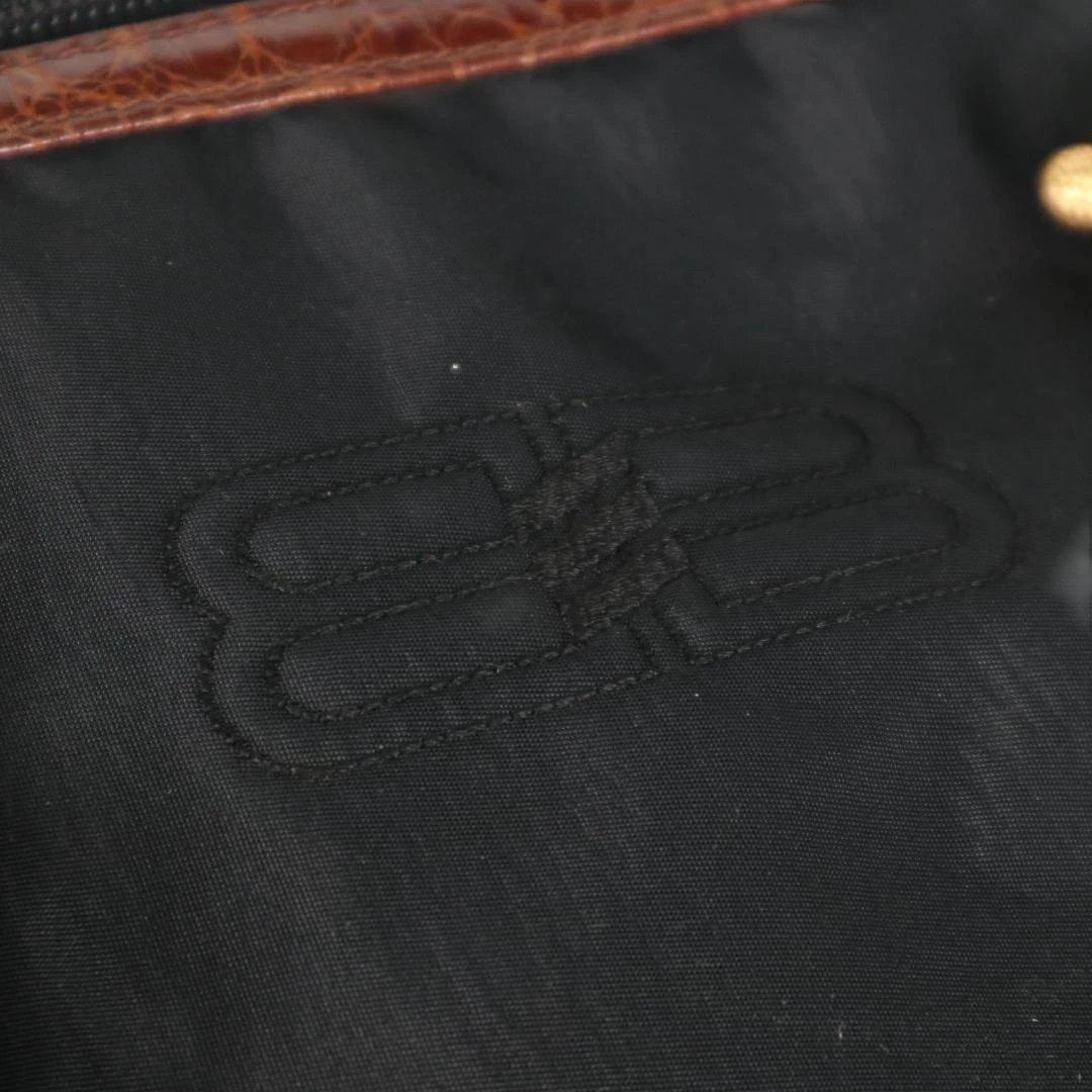 【希少】BALENCIAGA BB刺繍 ボストンバッグ　クロコ型押し　大容量