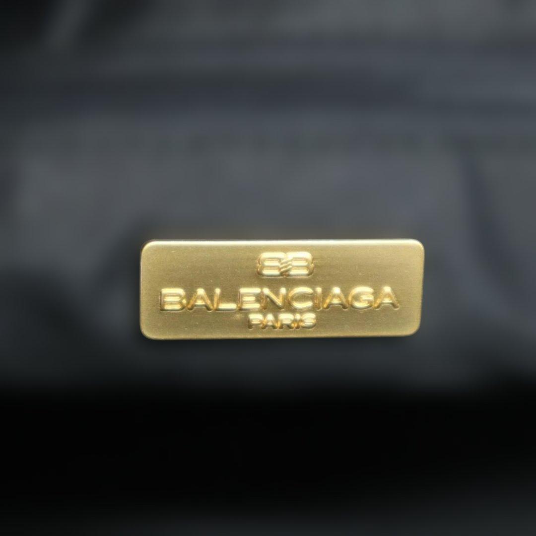 【希少】BALENCIAGA BB刺繍 ボストンバッグ　クロコ型押し　大容量