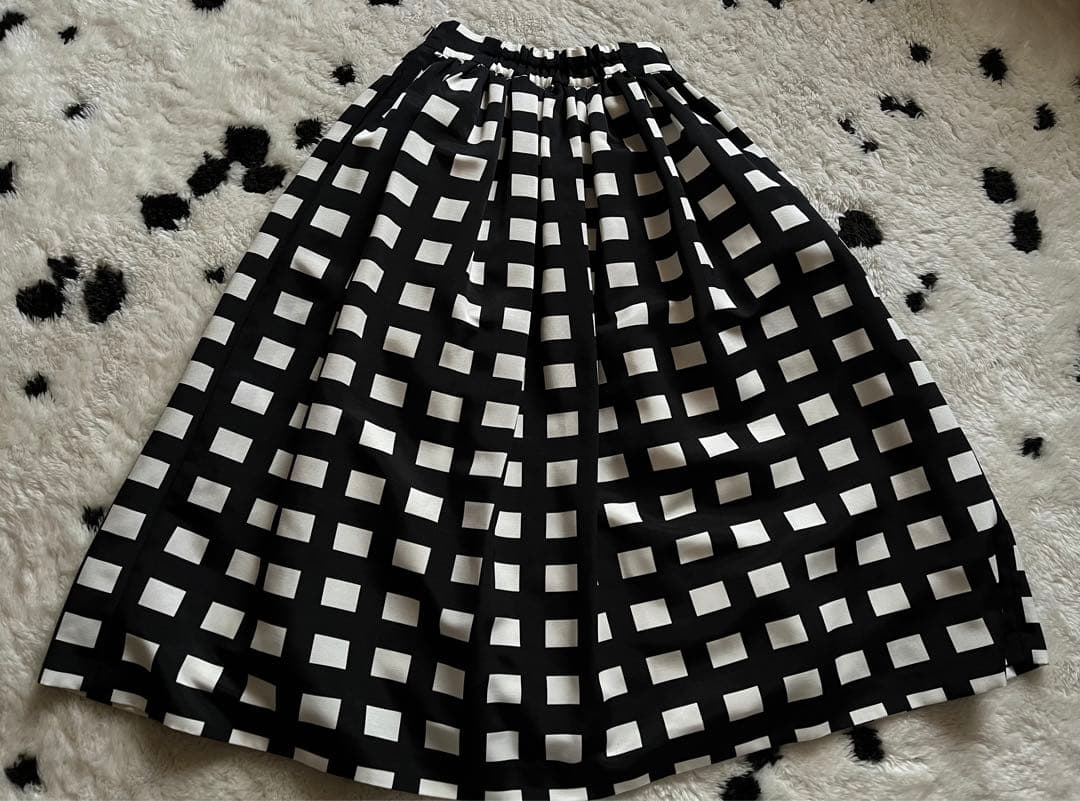 INED ブロックチェックギャザースカート 新品 フレアスカート