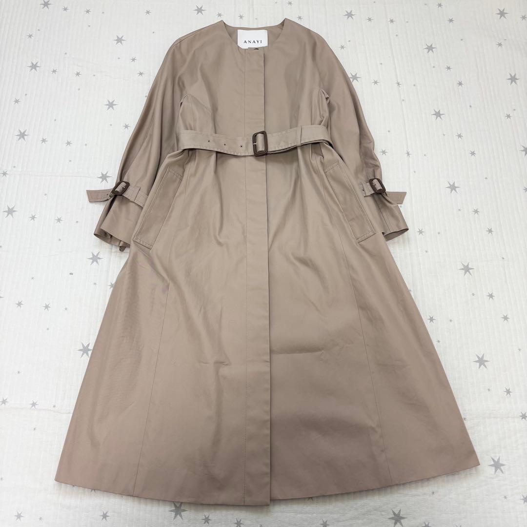 ANAYI アナイ　ノーカラーコート トレンチコート 36