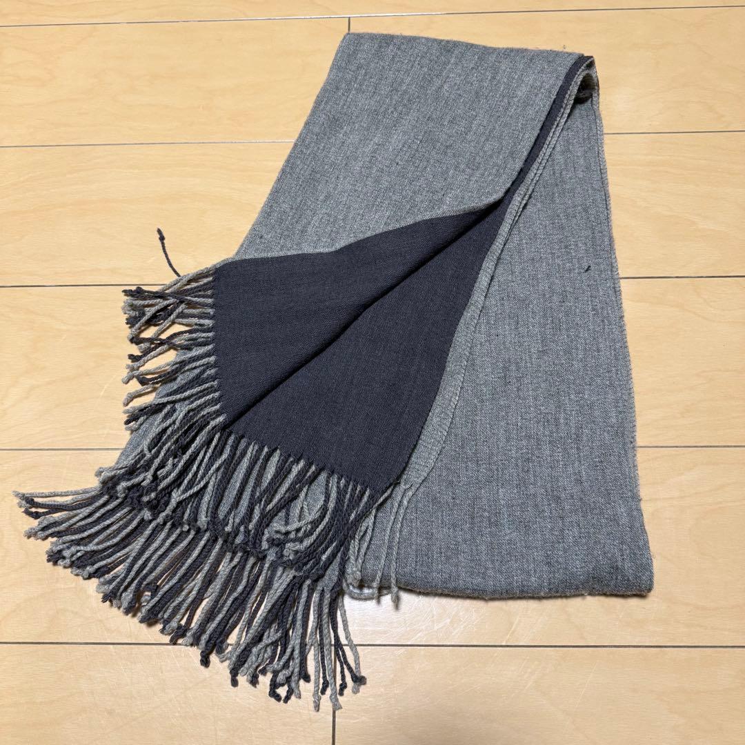 ISSEY MIYAKE マフラー 大判 バイカラー ウール フリンジ