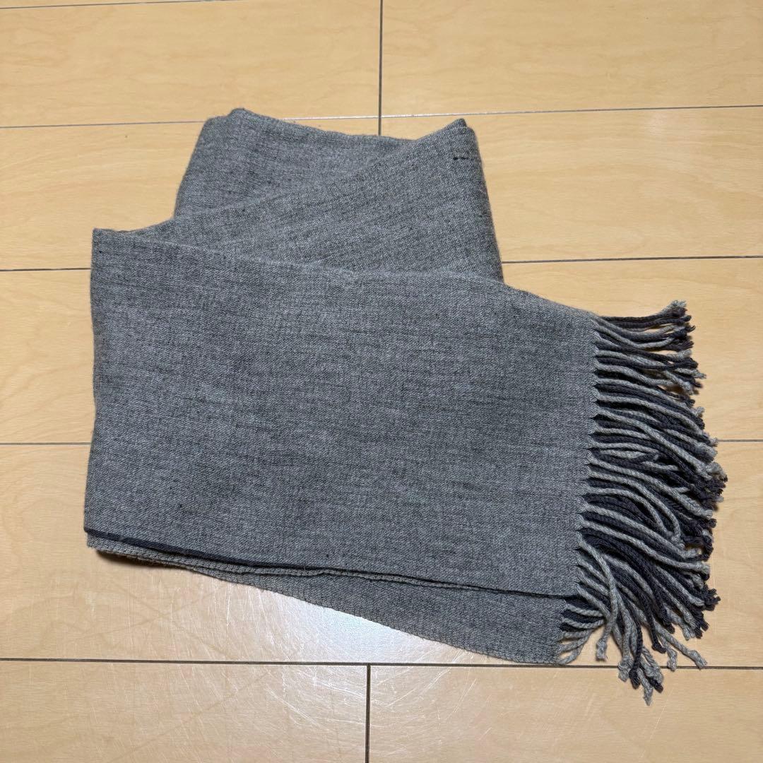 ISSEY MIYAKE マフラー 大判 バイカラー ウール フリンジ