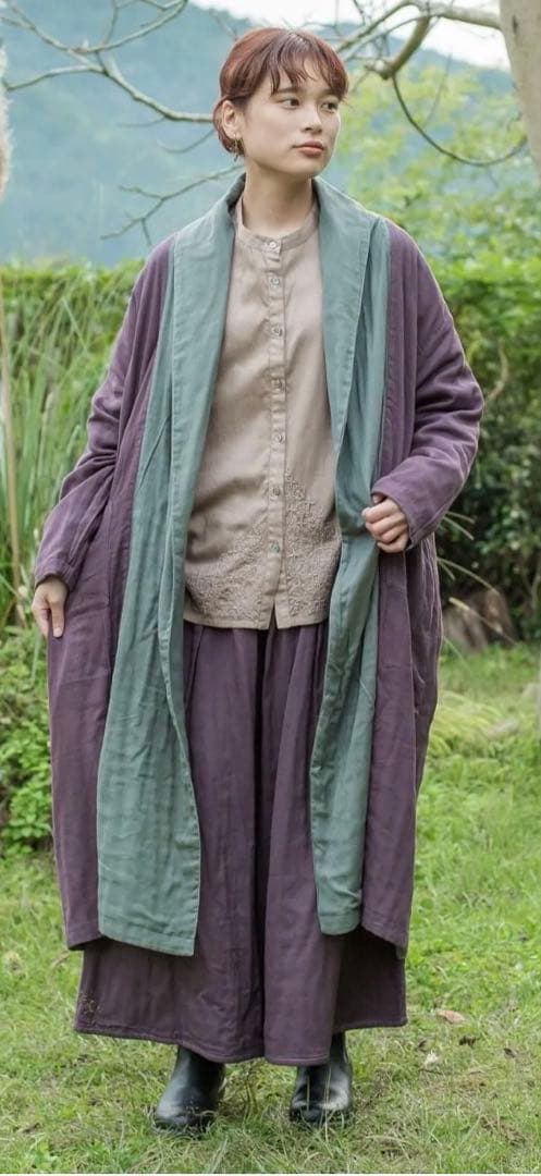 美品 sisam シサム工房 ダブルガーゼ 2wayローブ