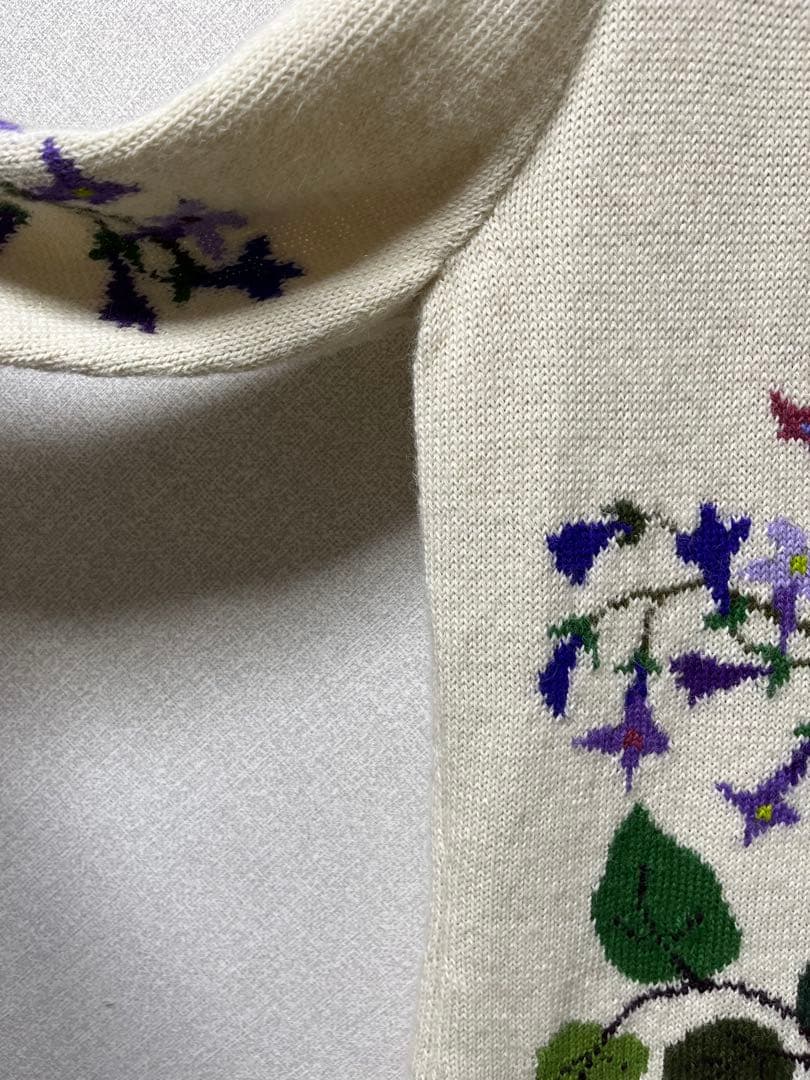  Alpaca ロイヤルアルパカ　花柄刺繍 ロングカーディガン S