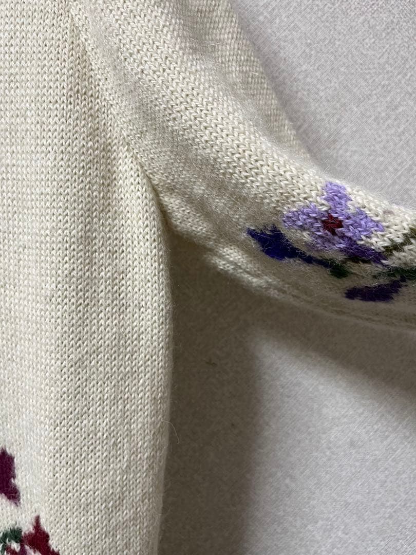  Alpaca ロイヤルアルパカ　花柄刺繍 ロングカーディガン S