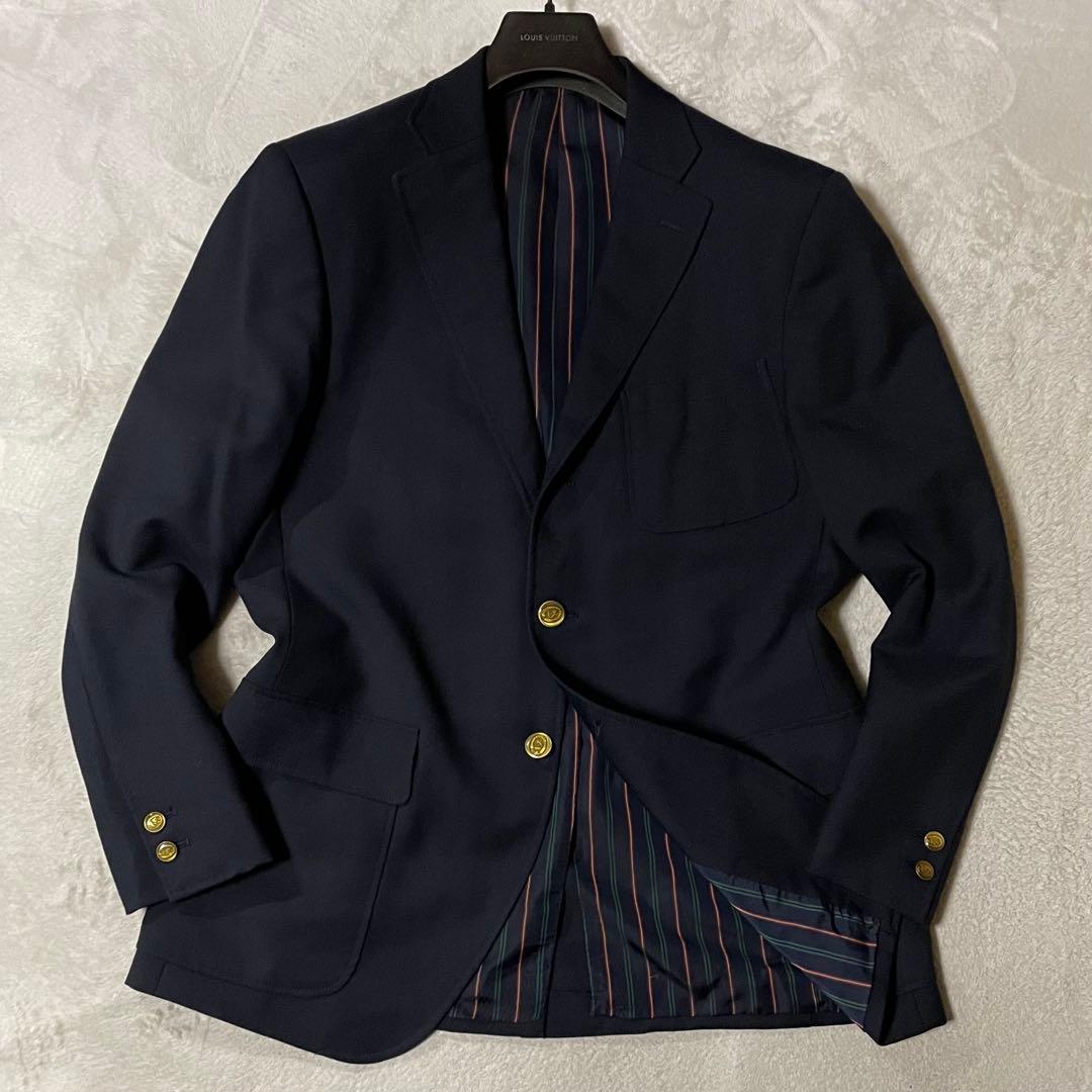 専用麻布テーラー 紺ブレザー 52/XL 金ボタン 美品NANOFINISH加工