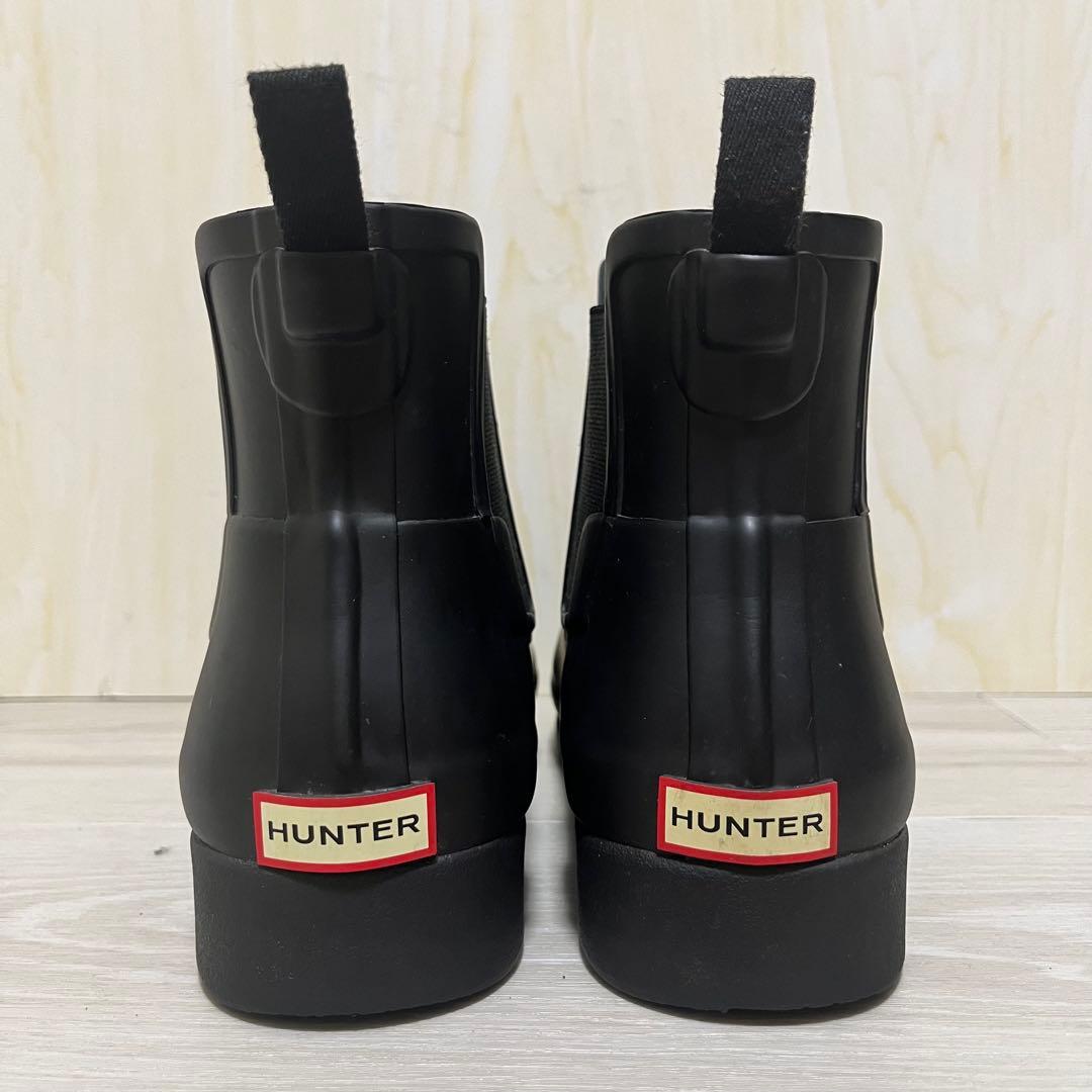 極美品　HUNTER 23cm レインシューズ チェルシーブーツ 黒　ブラック