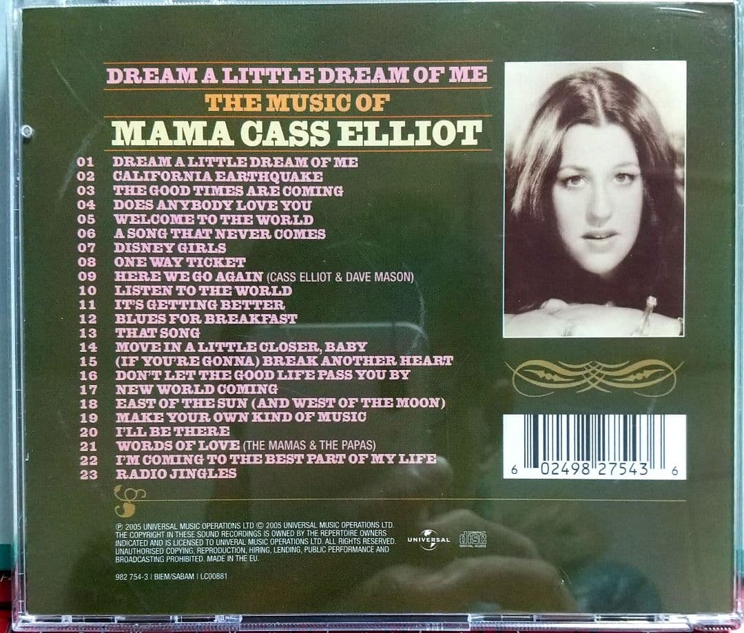 洋楽 Mama Cass Elliot: Dream a Little Dream