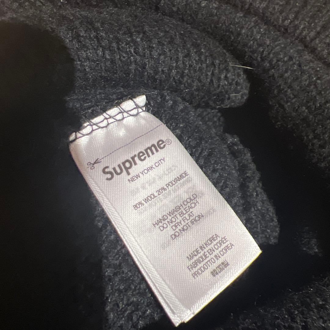 supreme ニット帽 黒　25FWビーニー　ツバ付き