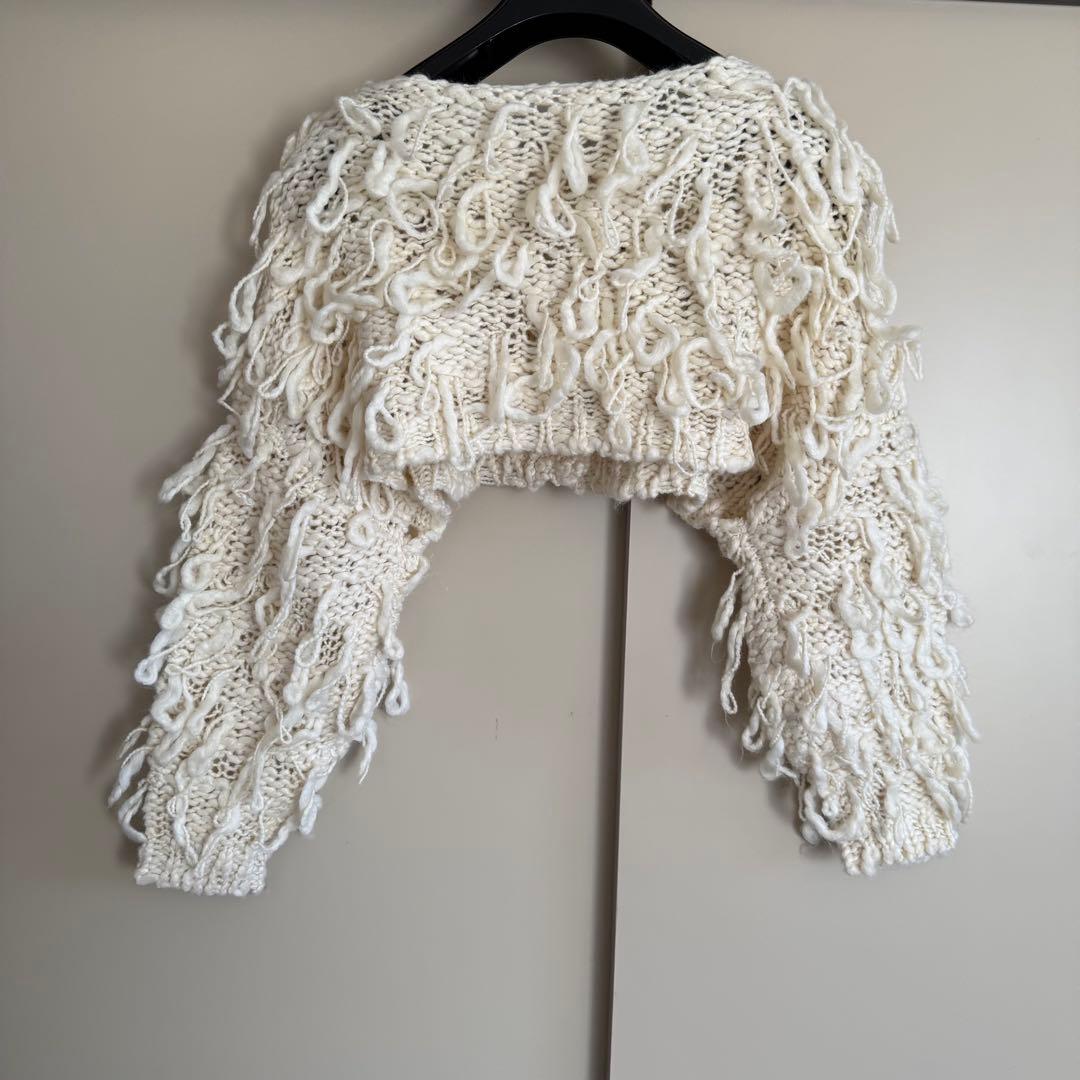 トップス Eaphi FRINGE KNIT CARDIGAN ivory