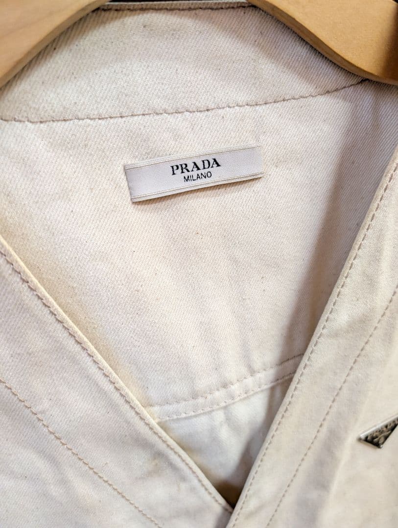 正規品 PRADA ベージュ デニム ベスト ジレ M プラダ青山店購入