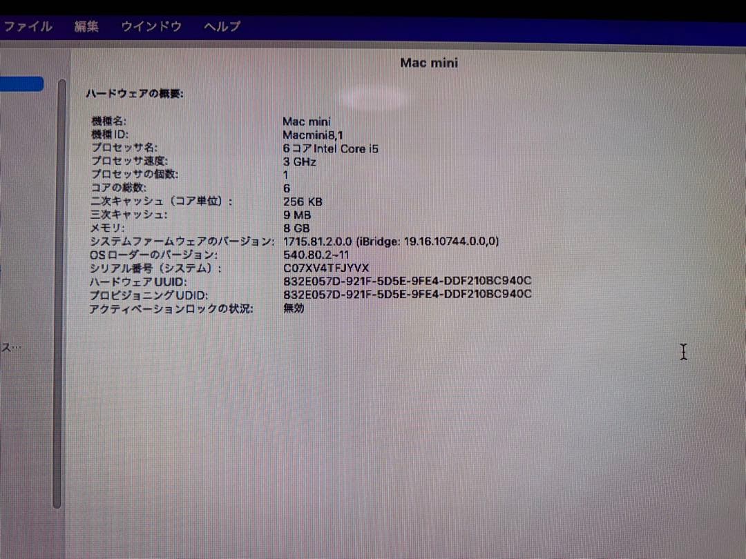 Macデスクトップ Mac mini 2018 Intel 8GB/SSD256GB