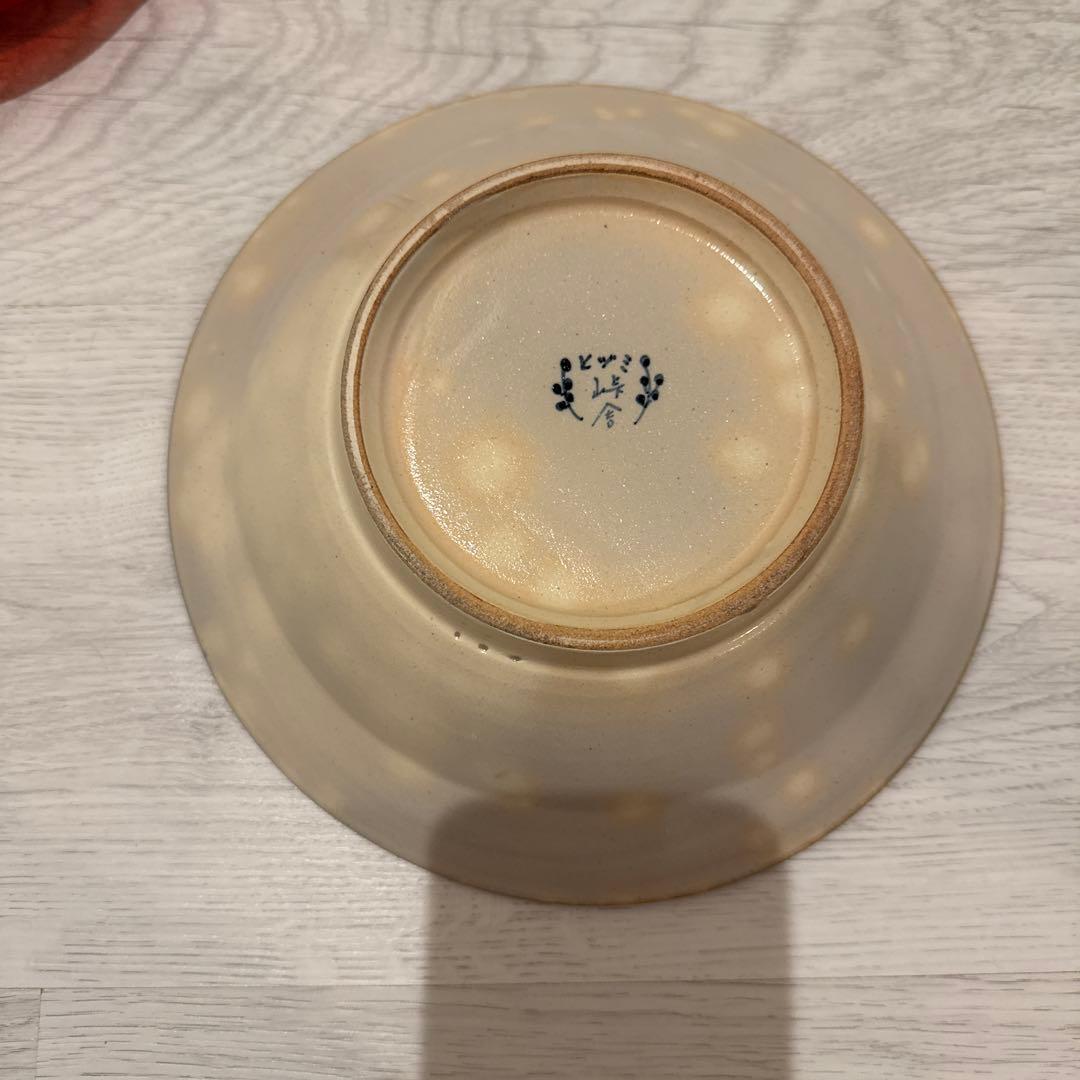ヒズミ峠舎天使と花模様の陶器ボウル