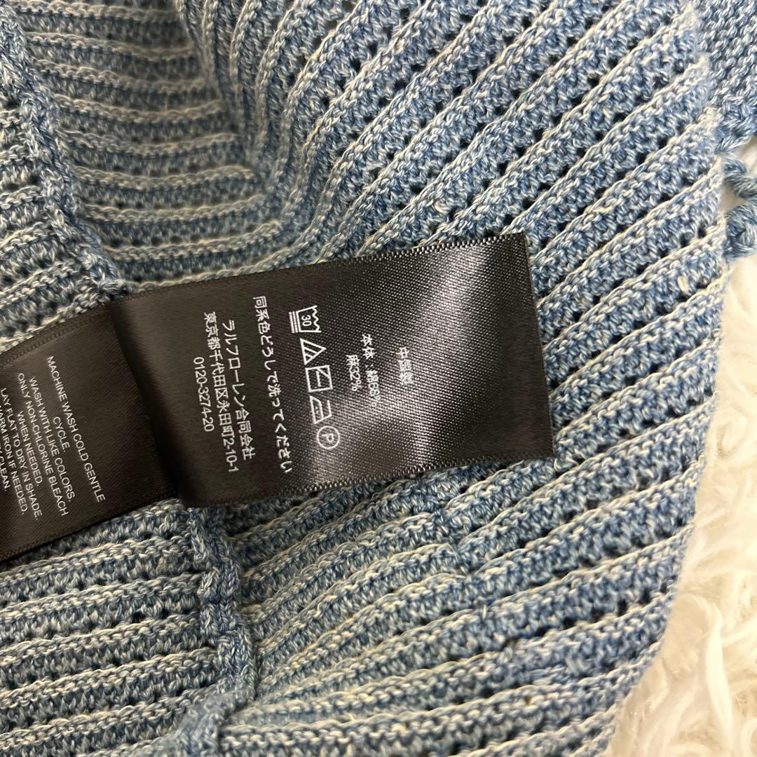 【極美品】RRL リネンコットン ポインテール カーディガン　ブルー