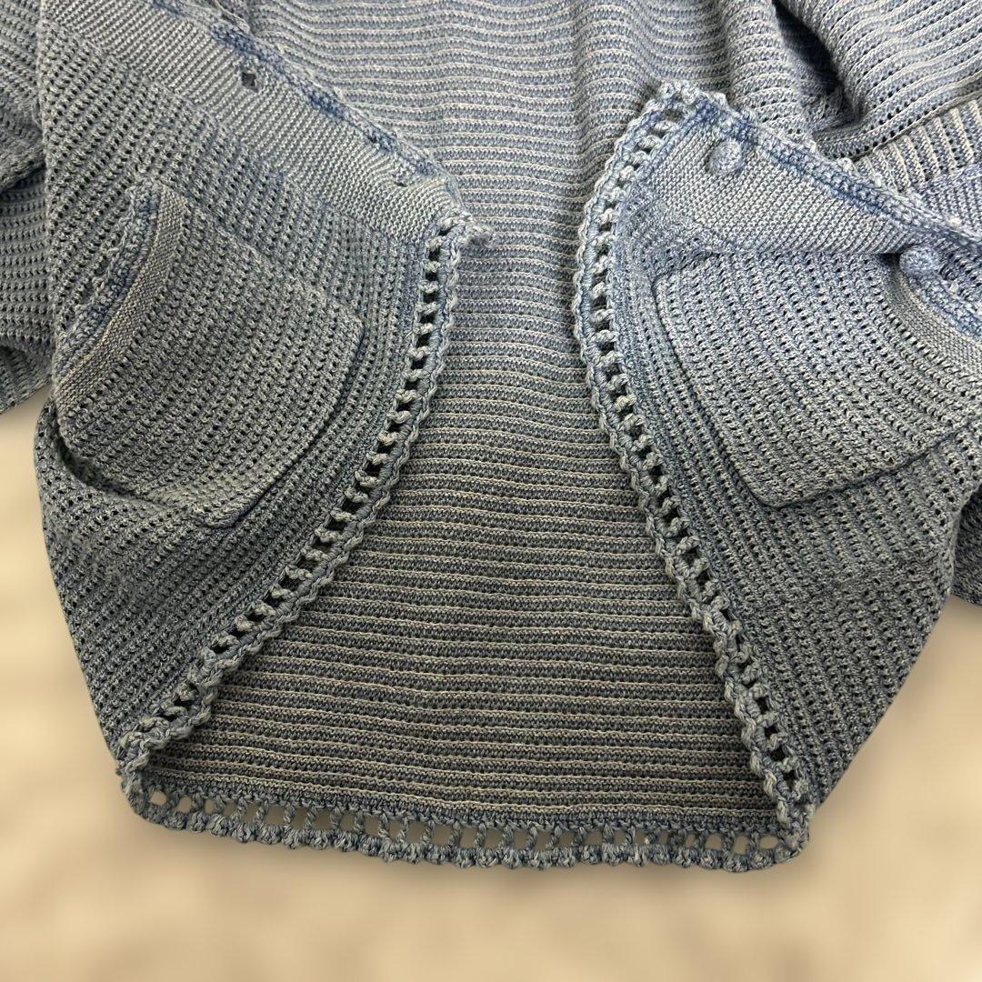 【極美品】RRL リネンコットン ポインテール カーディガン　ブルー