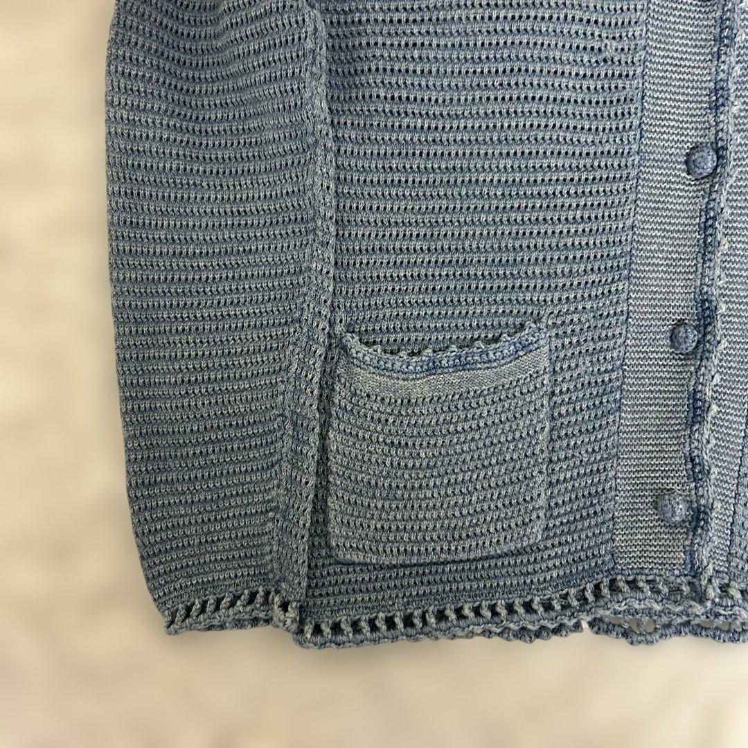 【極美品】RRL リネンコットン ポインテール カーディガン　ブルー