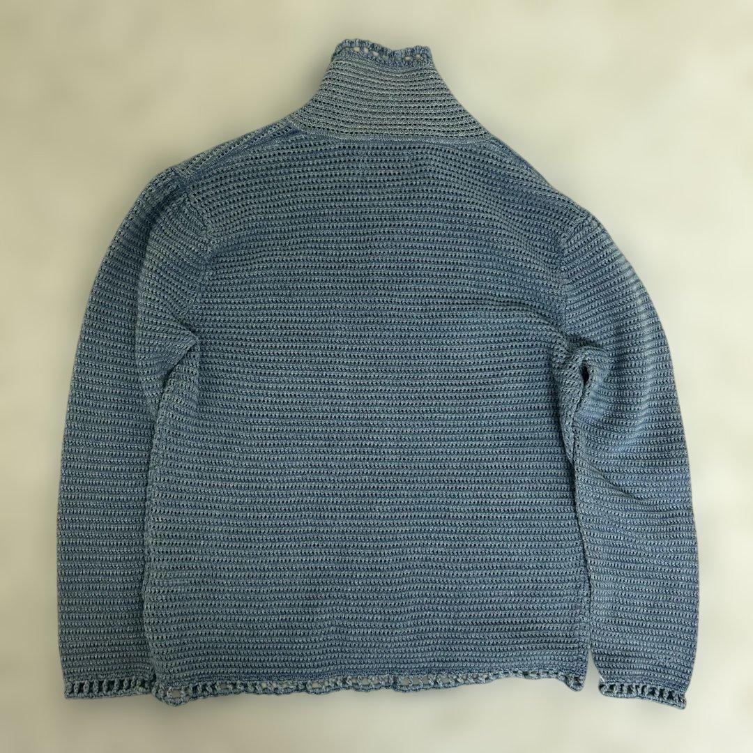 【極美品】RRL リネンコットン ポインテール カーディガン　ブルー