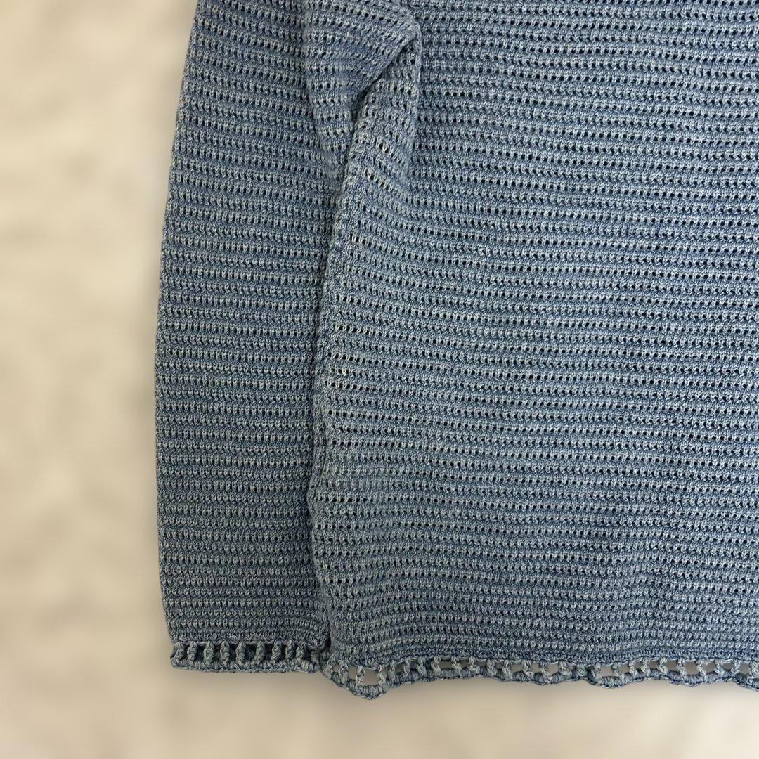 【極美品】RRL リネンコットン ポインテール カーディガン　ブルー