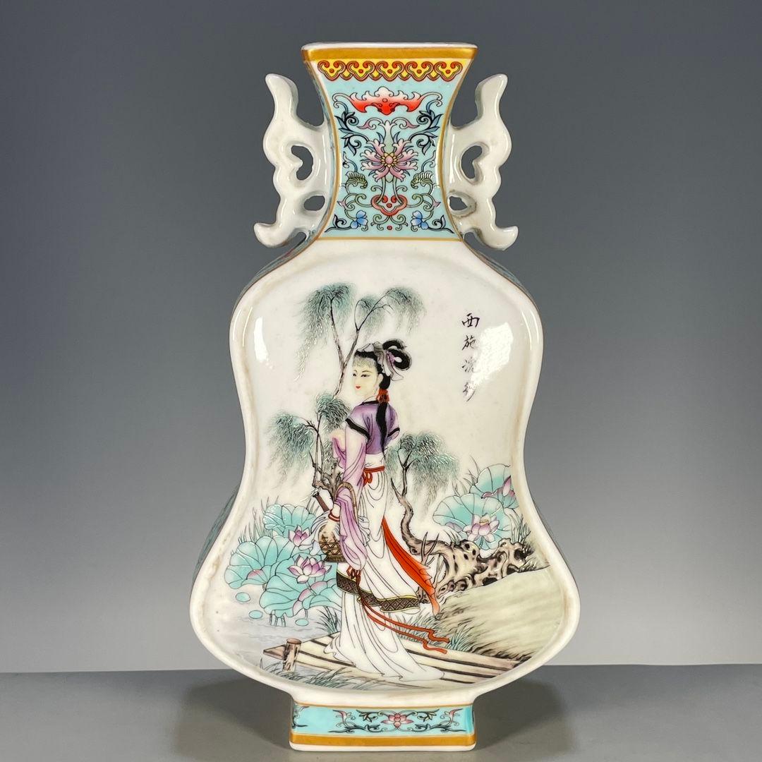 四大美女図両耳賞瓶  景徳鎮 陶磁器 装飾品 現代工芸品 美術品 置物