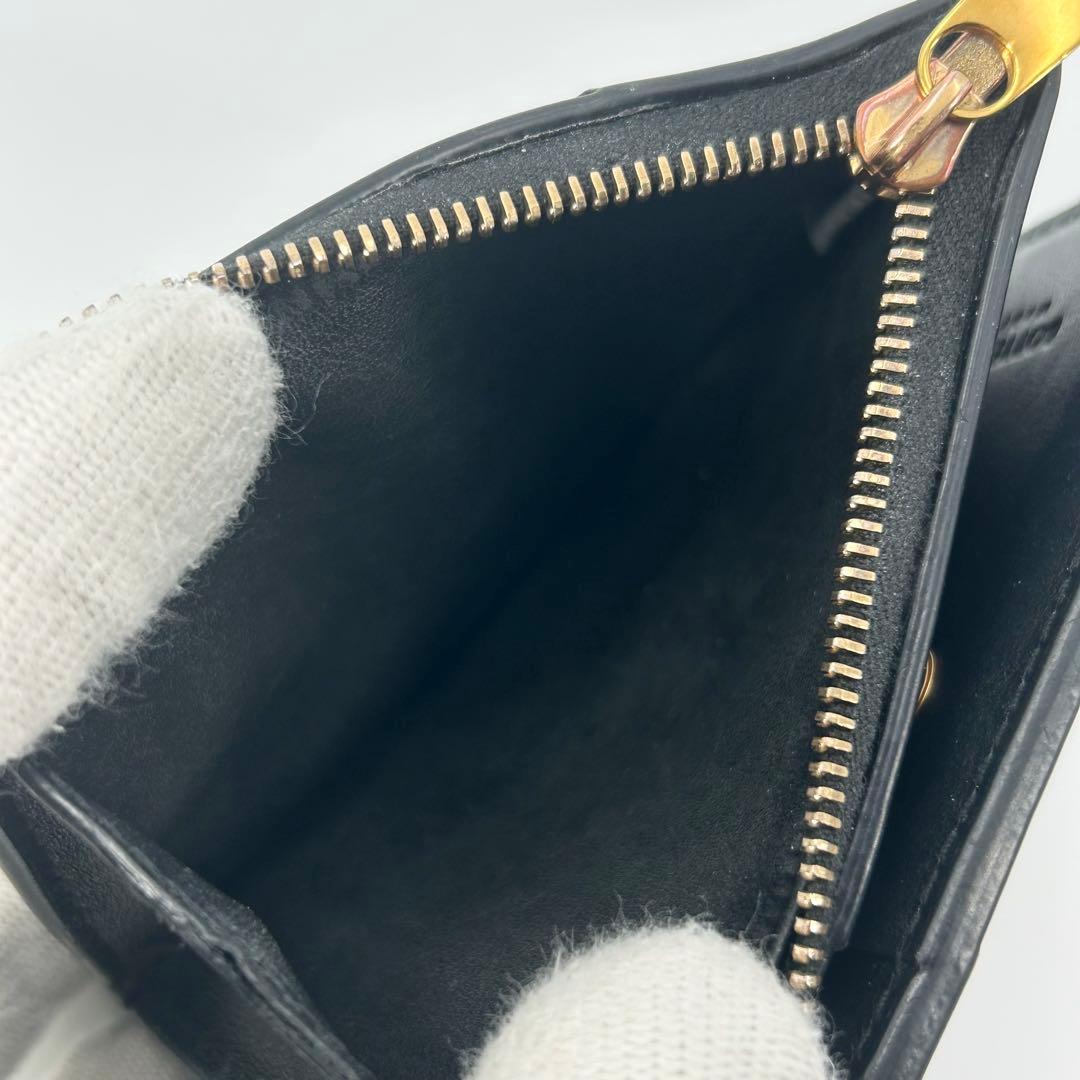 美品✨ボッテガヴェネタ 二つ折り財布 カセット レザー 黒