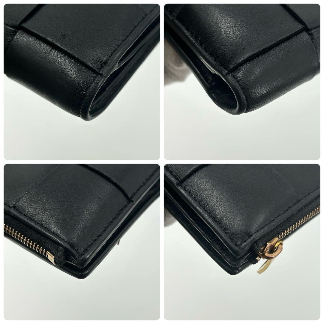 美品✨ボッテガヴェネタ 二つ折り財布 カセット レザー 黒