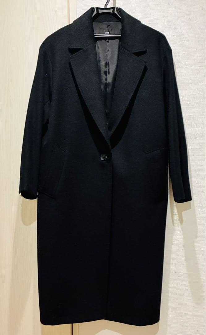 23区 黒 ロングコート 36 ウール カシミヤ