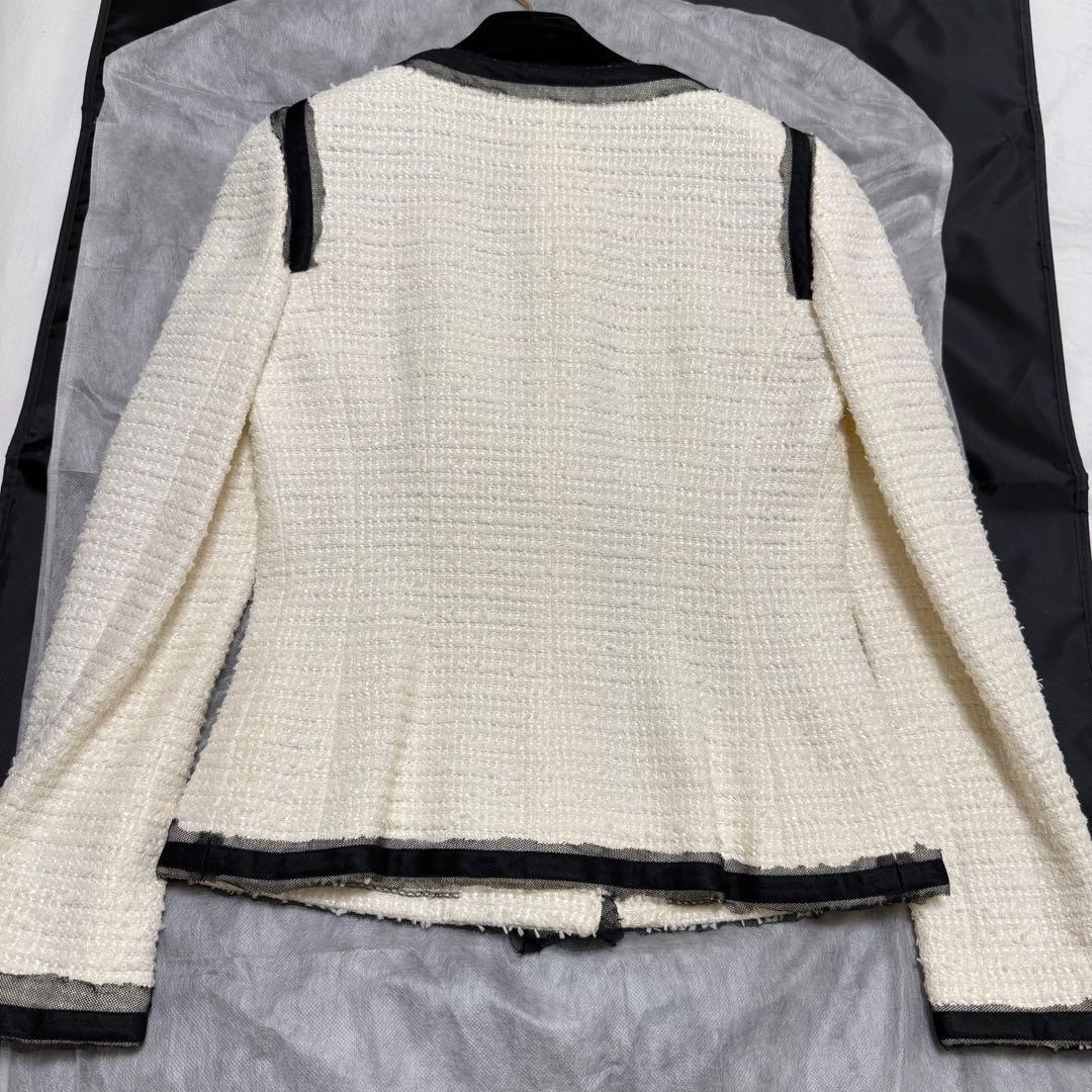 【美品】CHANEL ツイードジャケット ホワイト　ココマーク 定番　入学式