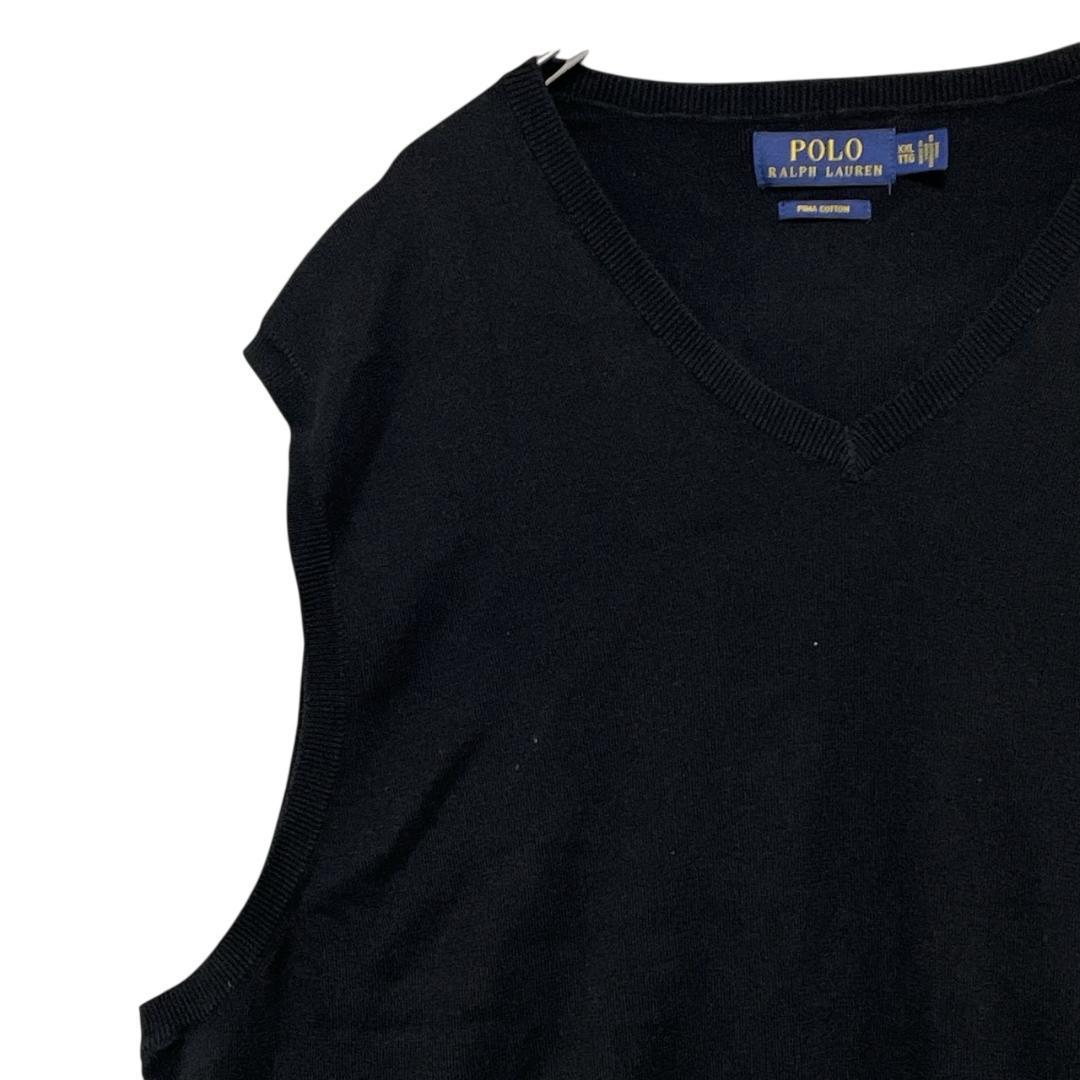 ポロラルフローレン ベスト 現行タグ 黒色 刺繍ロゴXXL 大きいサイズ